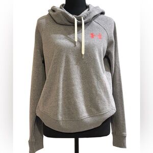 Under Armour Women's Heather Gray Hoodie with Pink Emblem